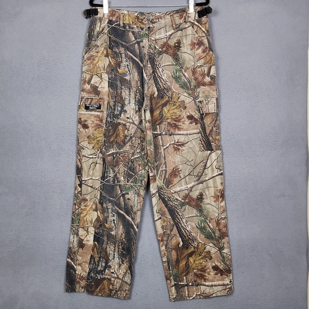 Realtree Pro-Series Cargo Pants Mens Large Camo Hunting Canvas Adjustable Waist